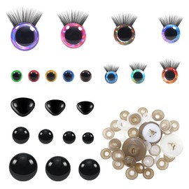 TOAOB 100pcs Safety Eyes and Noses with Washers 10mm to 30mm Glitter Safety Eyes and Eyelashes Colorful Plastic Craft Crochet Eyes for Amigurumis DIY Puppet Bear Stuffed Animal Doll Making