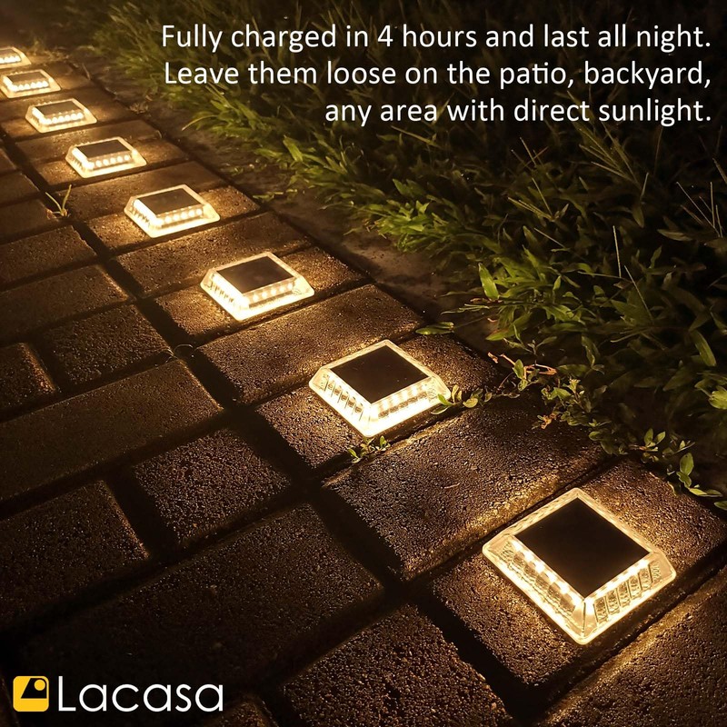 Lacasa Solar Deck Lights, 8 Pack 30LM LED Dock Lights