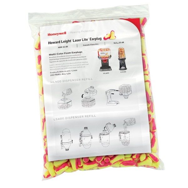 Howard Leight Laser Lite Hi-Visibility Earplug Refill for HL400 Dispenser,
