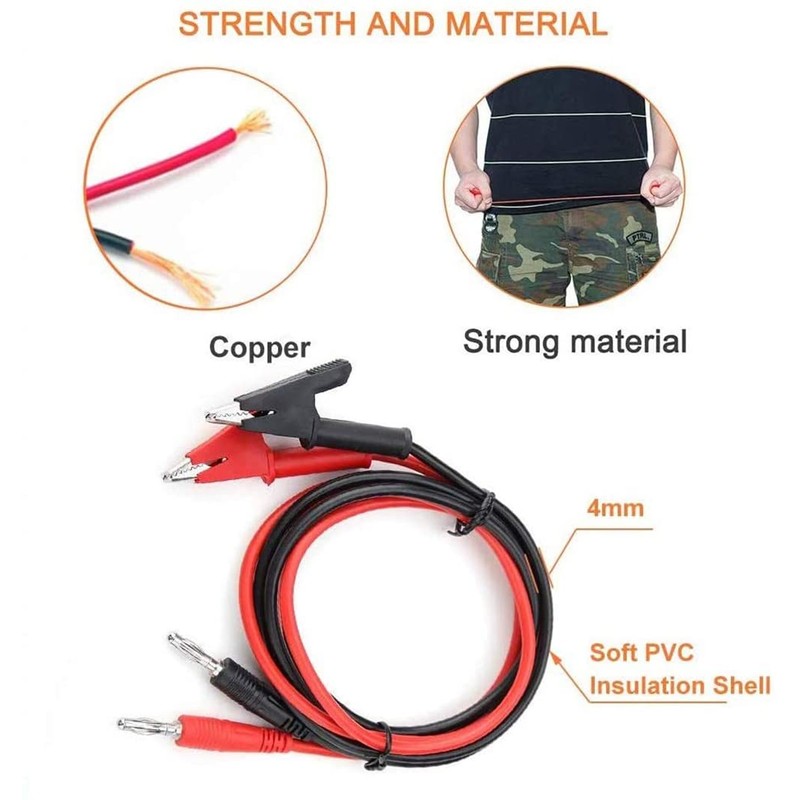 Multimeter Test Leads, 2PCS Alligator Clips Test Leads, Crocodile Clips