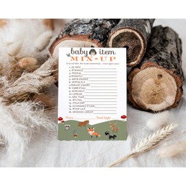 Woodland Baby Shower Word Scramble Game (25 Pack) Baby Games for Baby Shower, Gender Neutral Party Designs, Unique Icebreaker and Décor Ideas, Fun Unscramble Activities for Baby Shower Game Planning