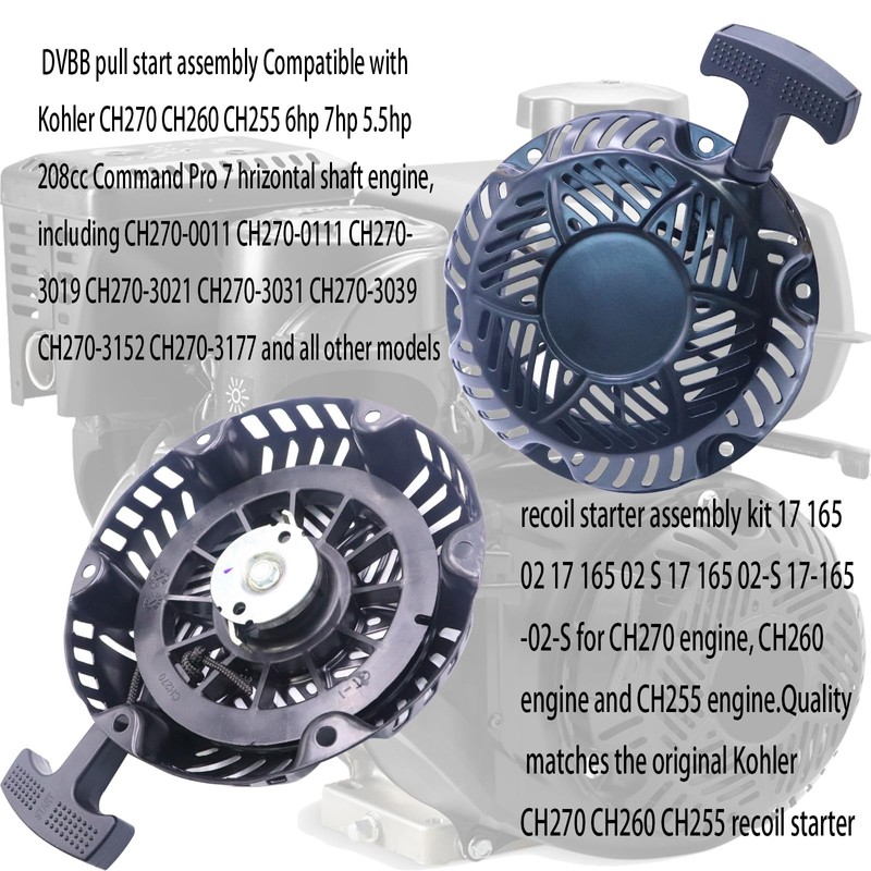 RAROZEEK Recoil Starter Assembly Compatible with Kohler CH270 CH260 CH255