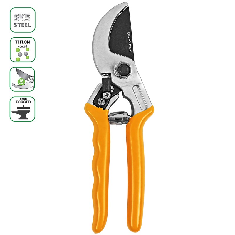 GRÜNTEK Raven 200mm Professional Anvil Secateurs - Japanese SK5 Blade,