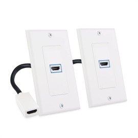 Cable Matters - Paquete de 2 placas de pared HDMI de 1 puerto 8K en color blanco con 8K 60Hz y 4K 120Hz (toma HDMI, toma de pared HDMI, caja HDMI compatible con VRR, ALLM y HDR)