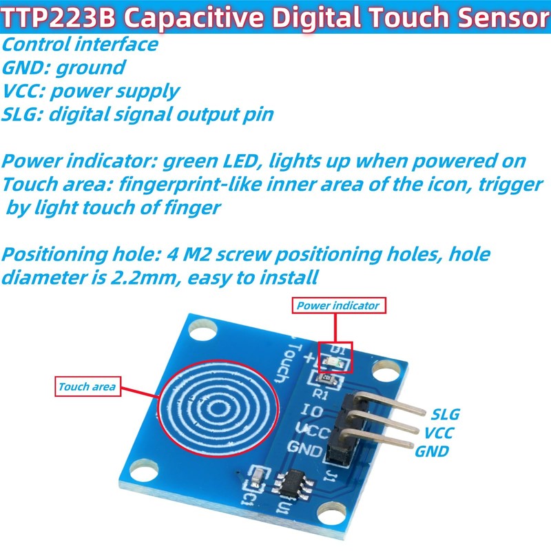 MTDELE 12Pcs TTP223B DC 2-5.5V Capacitive Digital Touch Senso Switch
