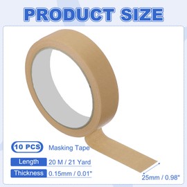 MECCANIXITY Masking Tape 1 Inch x 21 Yard Painter's Tape Brown Paint Tapes for DIY Crafts Arts Drawing Decoration Labeling Car Painting Artist Teachers, Pack of 10