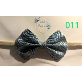 H&H Bows Blue Waves Bow Headband or Hair Tie for Girls