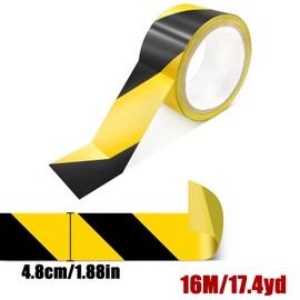 TEAONE Warning Tape, 1 Roll Black & Yellow Tape for Walls, Steps, Pipes, Equipment (4.8cm x 16m)