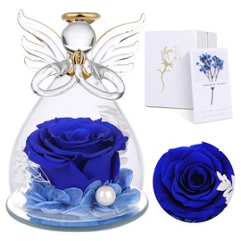 Geschenke für Mama, Geschenk zum Muttertag für Sie, Ewige Rose in Engel Glaskuppel, Infinity Rosen Konservierte Blumen Handgemachte, Engelsfigur aus Glas, Geschenk für Frauen Mutter Oma Großmutter