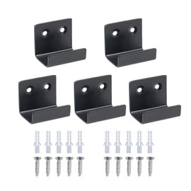 SyiXute Pack of 5 Ceramic Tiles Display Wall Hooks, Stainless Steel Display Wall Hooks, Heavy Duty Hooks, Black Wall Hooks, U Angle Bracket with Fixed Screws for Bathroom and Kitchen Garage