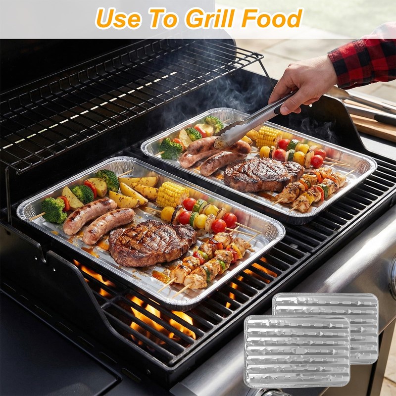 40 Pack Disposable Aluminum Broiler Pan For oven 13 x