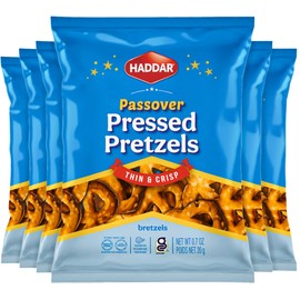 Haddar Gluten Free Pretzels, 0.7oz (6 Pack) | Pressed Pretzels | Individual Snack Packs | Low Calorie Snack | Kosher for Passover