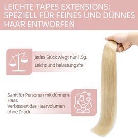 55 cm Tape-In Extensions Real Hair 613# Bleach Blonde Tape Extensions Real Hair Pieces Real Hair Soft Straight 7A Human Hair 20 Pieces Tape Hair Extensions 30 g