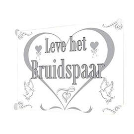 Just Married Flag 100cm x 150cm, Silver and White Flag Decoration