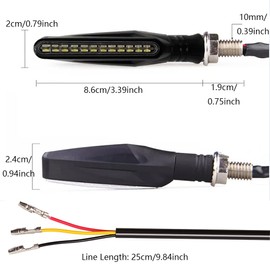 Maso 4PCS Motorcycle Indicators Flowing Turn Signal Lights/Daytime Running Light/Brake Light, 12V 3000 K Turning Indicators for ATV Bikes Off Road Chopper White/Red+Yellow+Black