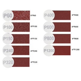 Secwell Pack of 72 Sandpaper 150 mm Velcro Sanding Discs Sanding Sheets for Random Orbital Sanders Grit 60/100/150/240/320/400/600/800/1200