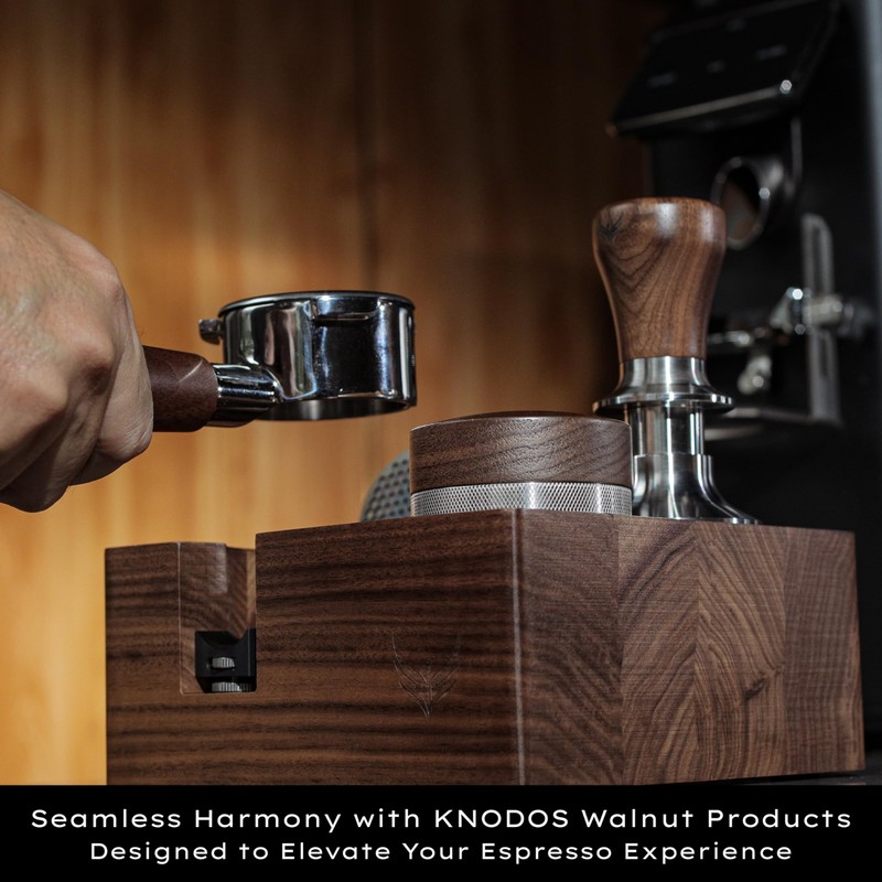 KNODOS 58.5mm Tamper V2 Calibrated Espresso Tamper Walnut Handle, Auto-Leveling