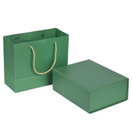GP SUP Elegant Gift Boxes with Gift Bag for Presents with Lids Magnetic Closure Rectangle Collapsible for Christmas, Valentine's Day，Birthday Gift Packging (Green)