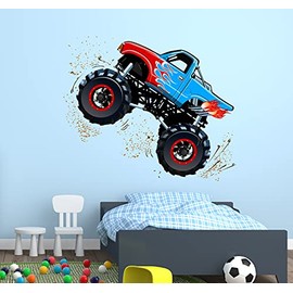 Totmizby Monster Truck Wall Decal - Monster Truck Wall Decor - Kids Bedroom Decor - Vinyl Sticker (22InW x 18InH)