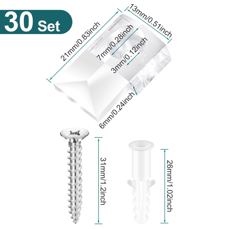 Mirror Holder Clips - 30 Sets of Mirror Mounting Hardware
