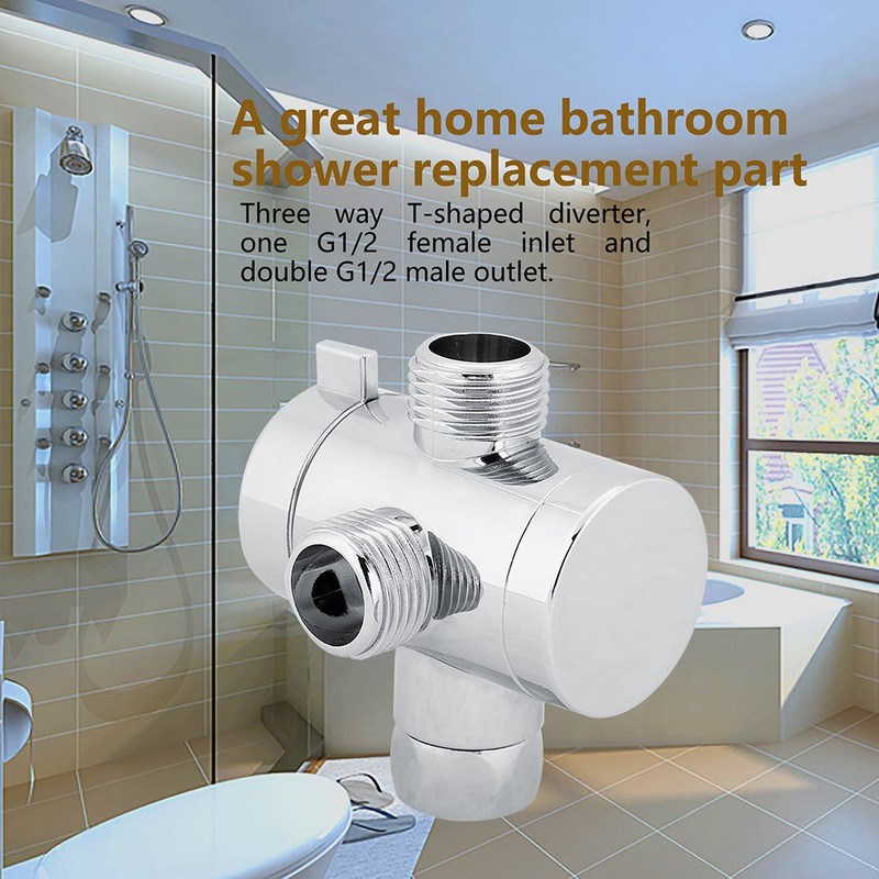 G1/2 3 Way Shower Head Diverter Valve Connector Adapter Universal