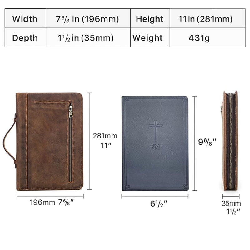 Contacts Bible Cover for Men and Women Full Grain Leather