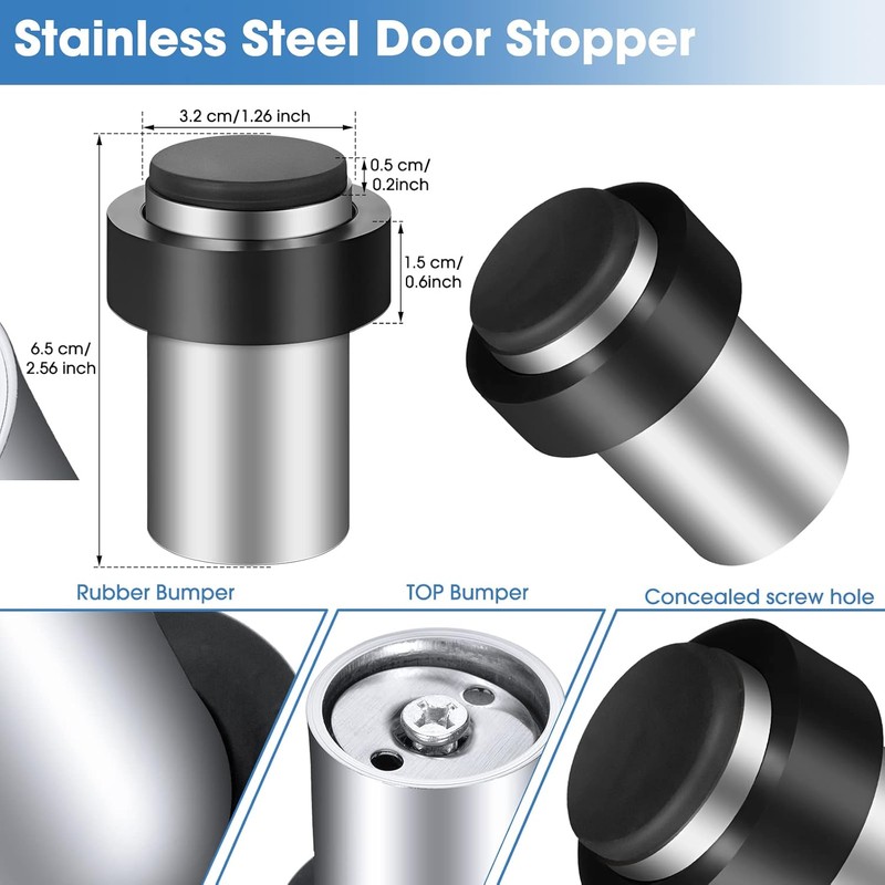 Chumia Stainless Steel Floor Door Stopper Set – Heavy Duty