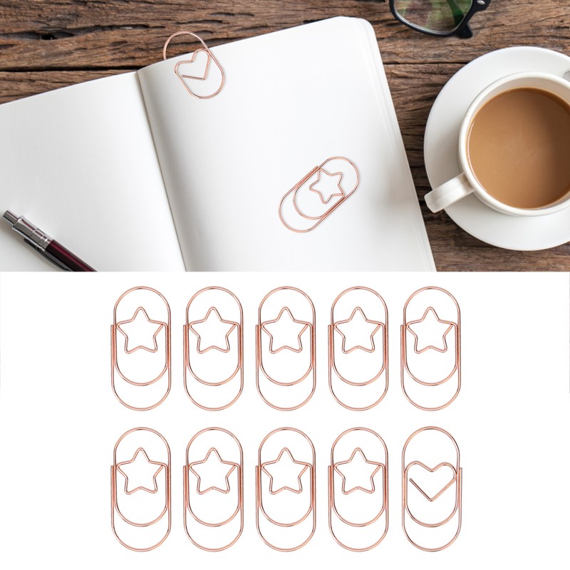 100pcs Rose Gold Star Paper Clips Slip Resistance Rust Prevention