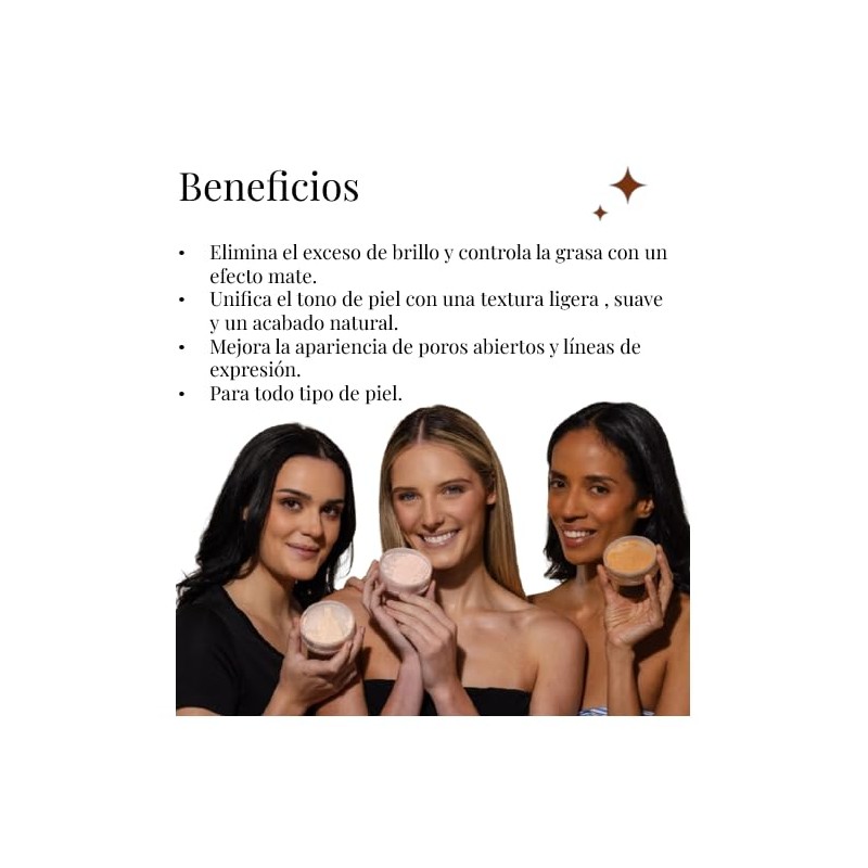 Demoiselle Polvo de Arroz Facial Suelto Traslúcido Claro Ocre con