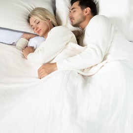 WOOMER Heated Blanket Twin Size 62" x 84", Electric Blanket with 0.5-12 Hours Timer & 10 Heating Levels, ETL Certified, White Double-Sided Velvet, Over-Heat Protect, Machine Washable