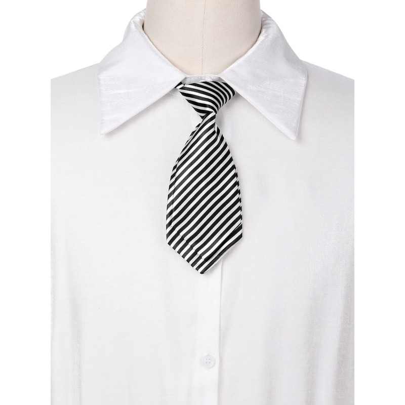 Elerevyo Women's Cute Uniform Necktie, Pre-tied Knot, Striped Short Necktie,