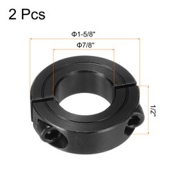 MECCANIXITY Shaft Collar 7/8" Bore Double Split Carbon Steel Clamping Collar Shaft Collars with Set Screw Black 2 Pack