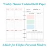 A6 Weekly Planner Refills for Filofax Personal Binders, 53 Sheets/106