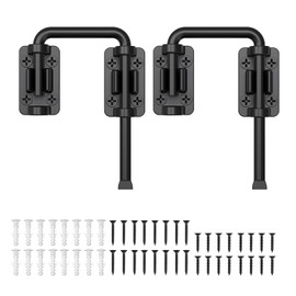 SecureLatch Sliding Door Loop Lock, 2.36 Inch Stainless Steel Patio Door Latch for Window, Barn, Garden, Fence, Shed, Closet, Double Gate - 90/180 Degree Installation U-Bolt Lock (Black-2PCS)