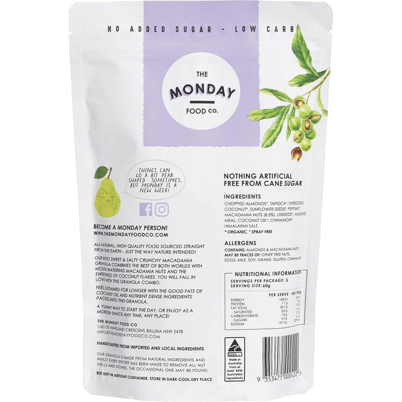 The Monday Food Sweet Crunchy Macadamia Clusters, 300 g, Multicolor