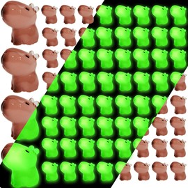 100 Pcs Mini Resin Animals Glow in The Dark, Capybara Figure, Ornament, Miniature Animal Figurines to Hide, Festival trinkets, Tabletop, Outdoor, Craft Decor for Garden, Miniature Landscape