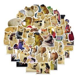 Doge Stickers for Laptop (Pack of 50), Gift for Children, Teenagers, Adults, Boys, Dog Meme Stickers, Waterproof Vinyl Stickers for Scrapbooking, Skateboard, Car, Luggage