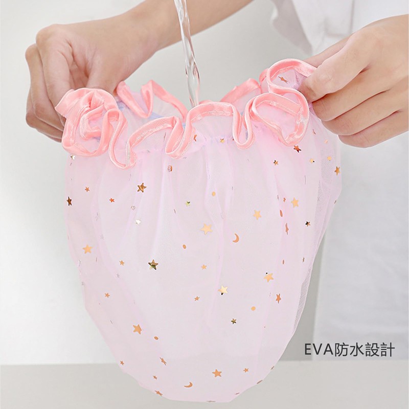 Set of 2, Shower Cap, Bath Cap, Hair Cap, Elastic