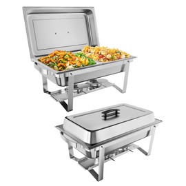 GAOMON Chafing Dish Buffet Set 2 Pack, 8 QT Stainless Steel Chafer Buffet Food Servers and Warmers Set with Water Pan for Weddings, Parties, Banquets, and Catering