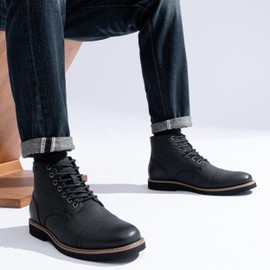 Vostey Men's Dress Boots Cap Toe Black Casual Chukka Boots for Men (BMY8032A blacknubuck 9)