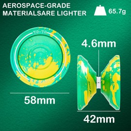 WATIEOBOO Yoyo M18 Professional,Metal Responsive Yoyo for Kids Beginners, Unresponsive Yoyo for Adults Intermediate-Advanced Players (Yellow Green)