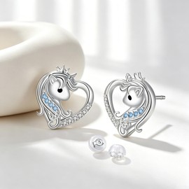 Hifeeled Unicorn Earrings Women Girls 925 Sterling Silver Stud Earrings Unicorn for Women Original Jewellery Gift Woman Girl Daughter