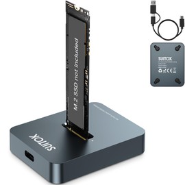 SUITOK M.2 NVMe SSD Reader External, 10Gbps to USB Adapter for Both M.2 (M Key, B+M Key) NVMe and SATA NGFF SSD Dock, Size for M2 22110 2280 2260 2242 2230 Drive Docking Station - Aluminum Alloy
