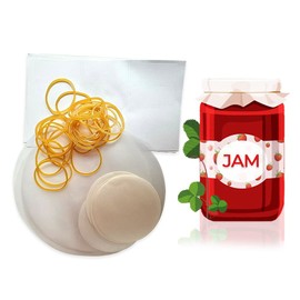20 x 2lb Jam Pot Covers Labels with Elastic Rubber jam Jar covers and wax discs (2lb Jam Pot Covers)