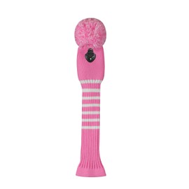 Knit Woods Golf Club Head Cover, 1pcs Pack, Fit Fairways, with Rotating Number Tag (Pink Stripes)
