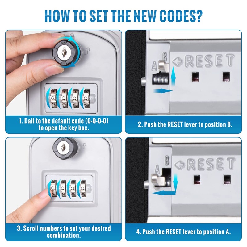 ENONEO Key Safe Key Safe with 4-Digit Combination Code with