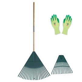 Colwelt Plastic Leaf Rake Set, Garden Poly Shrub Rake with 56’’ Lightweight Stainless Steel Handle, Durable Plastic Head 22Tines & 15Tines, Garden Rake Leaf to Collect Loose Debris Among Plants, Lawns