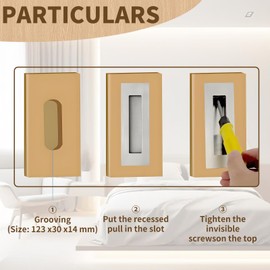 Raheem 2PACK Sliding Door Handle 150mm 4.75" Recessed Flush Finger Pull Brushed Nickel Stainless Steel Cabinet Drawer Knob for Kitchen Cupboard Wardrobe Dresser Barn Door Closet (Square Corners)