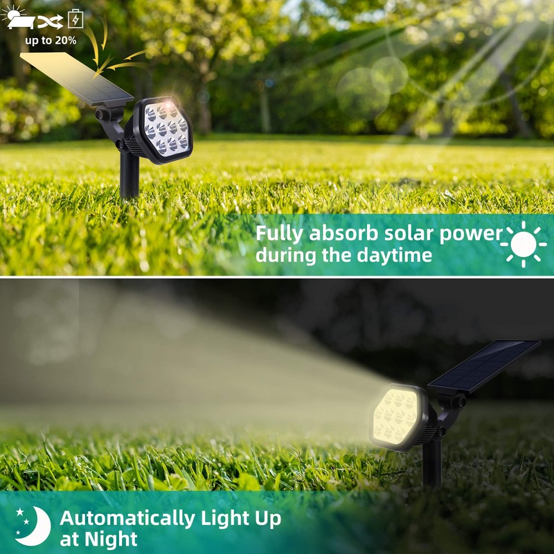 Nekteck Solar Lights Outdoor,10 LED Landscape Spotlights Solar Powered Wall