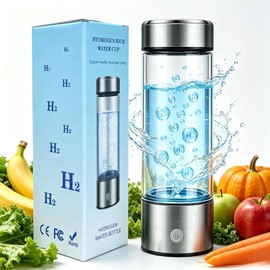 Hydrogen Water Bottle Generator -Portable Hydrogen Water, Rechargeable Hydrogen Rich Water Glass Bottle for Home, Gym, Office & Travel